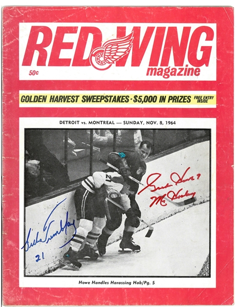 1964 Red Wings vs Canadiens Program Signed by 37