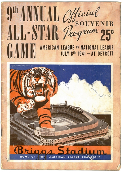 1941 MLB All Star Game Program