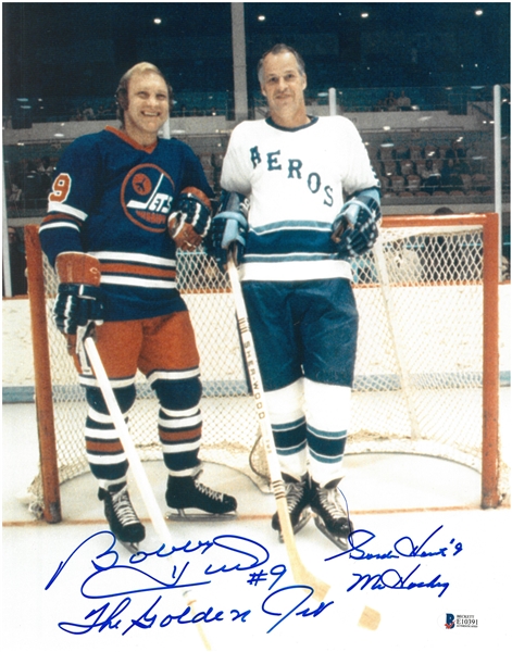 Gordie Howe & Bobby Hull Autographed 11x14 WHA Photo