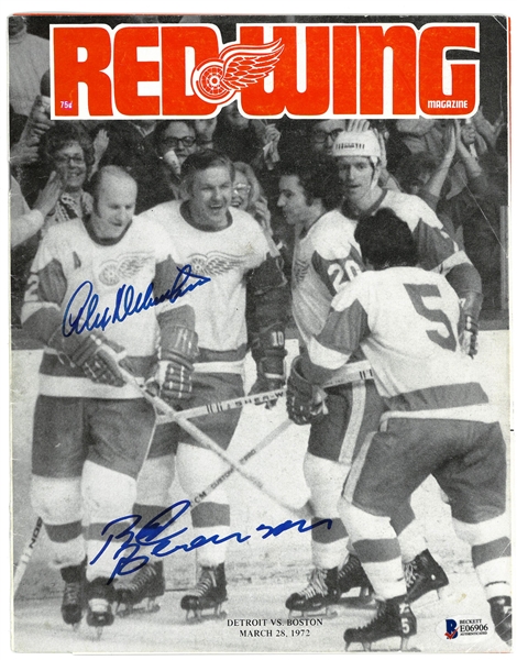 Delvecchio & Berenson Autographed 1972 Red Wings Program