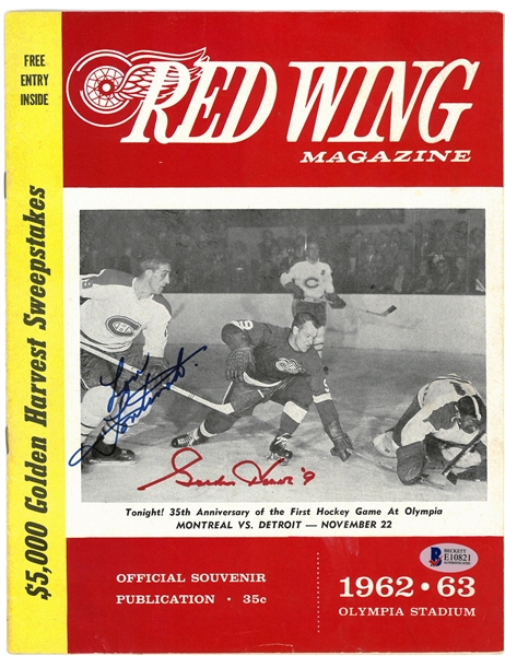 Gordie Howe & Lou Fontinato Autographed 1962 Red Wings Program
