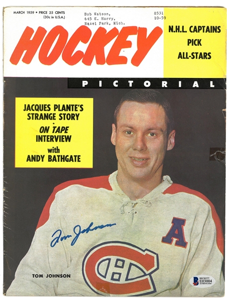 Tom Johnson Autographed 1959 Hockey Pictorial