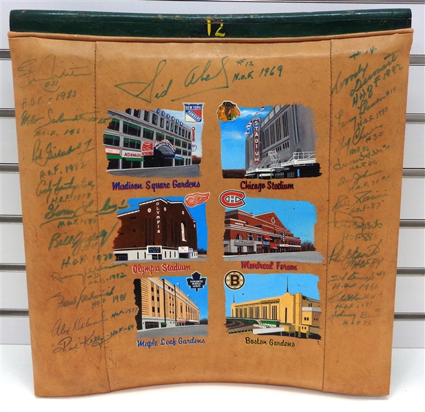 Olympia Seatback Signed by 22 HOFers & Hand Painted