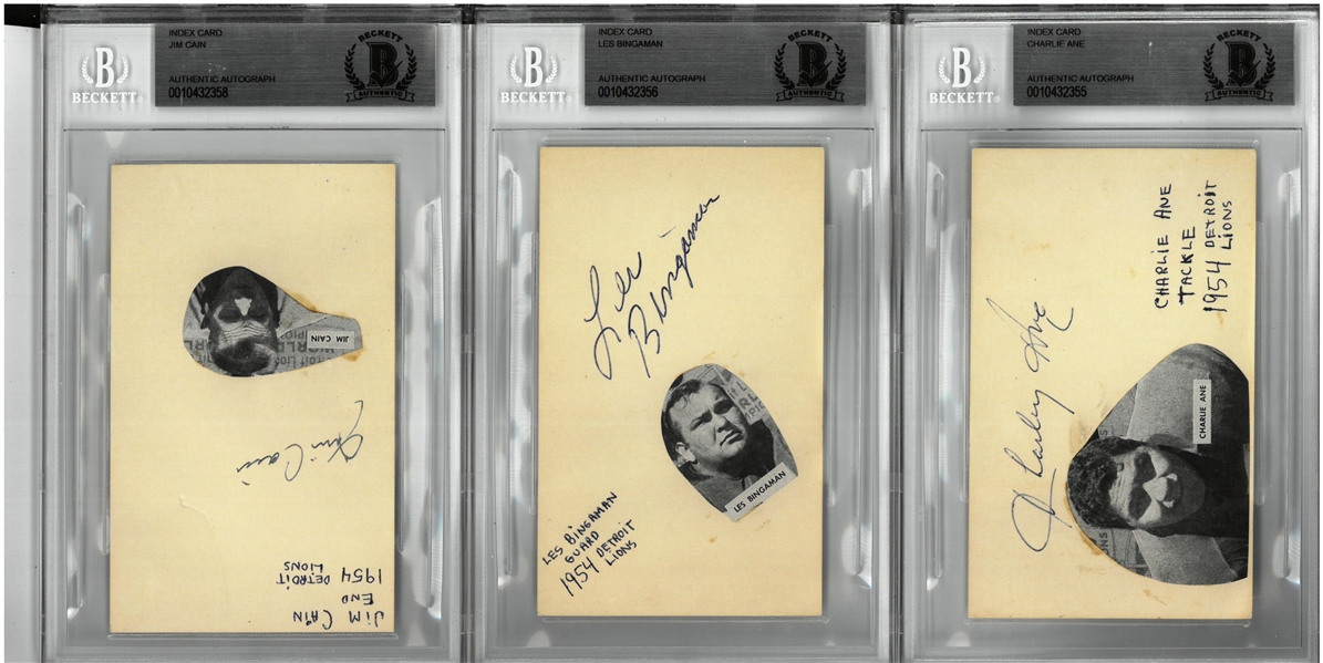 1954 Detroit Lions Lot of 14 3x5 Index Cards