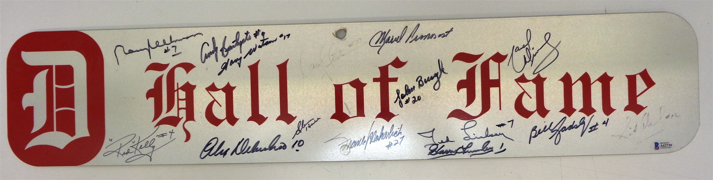 Red Wings Street Sign Autographed by 14 HOFers