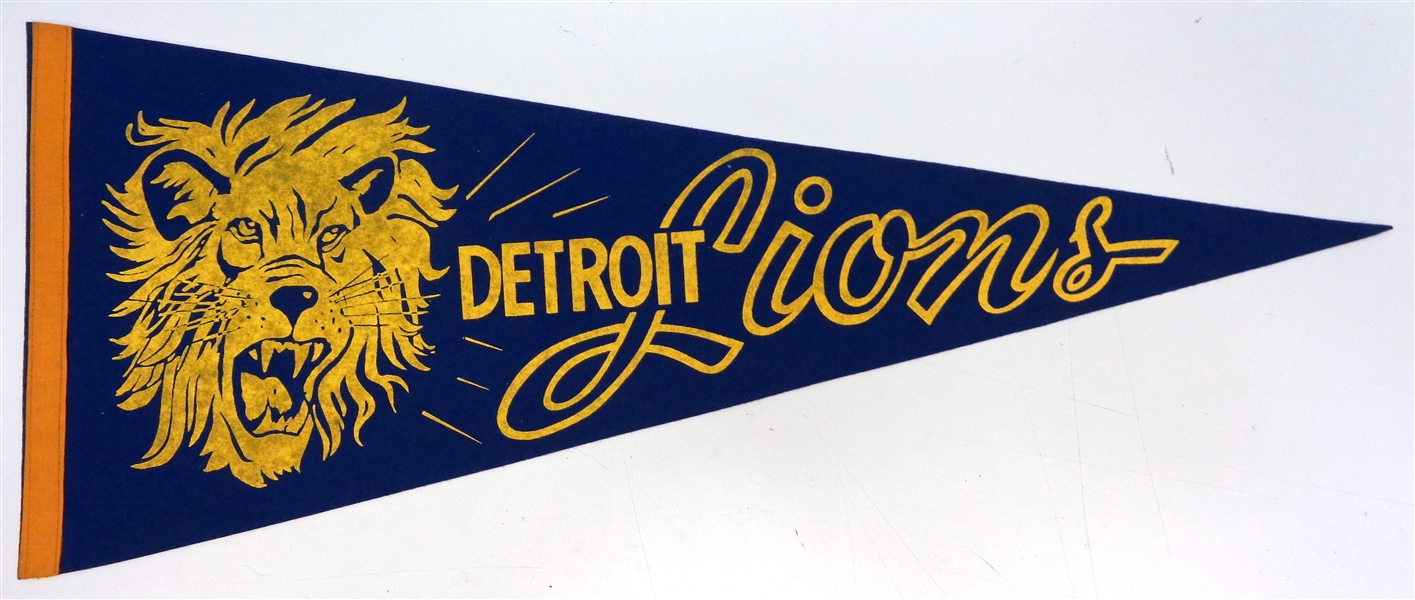 1950s Detroit Lions Pennant with Large Lion Face