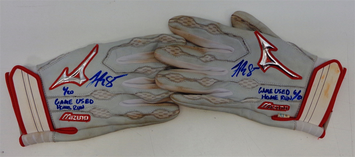 Jake Rogers Game Used Autographed Gloves - Home Run 6/20/19