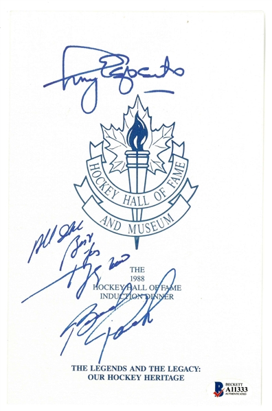 Park/Lafleur/T Esposito Autographed 1988 HHOF Program
