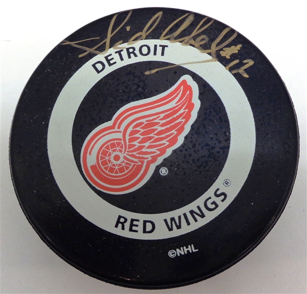 Sid Abel Autographed Red Wings Game Puck