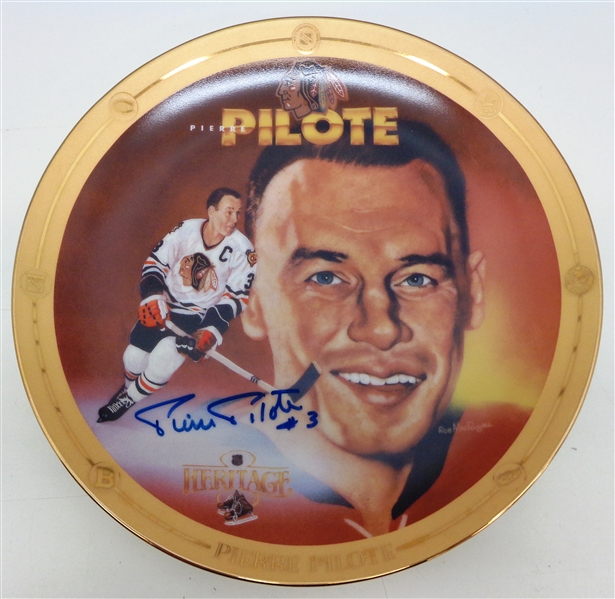 Pierre Pilote Autographed 8" Plate