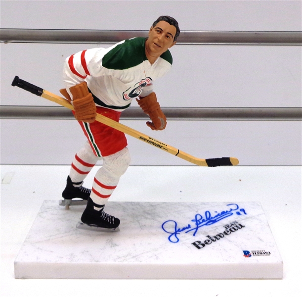 Jean Beliveau Autographed Custom Painted Quebec Aces McFarlane