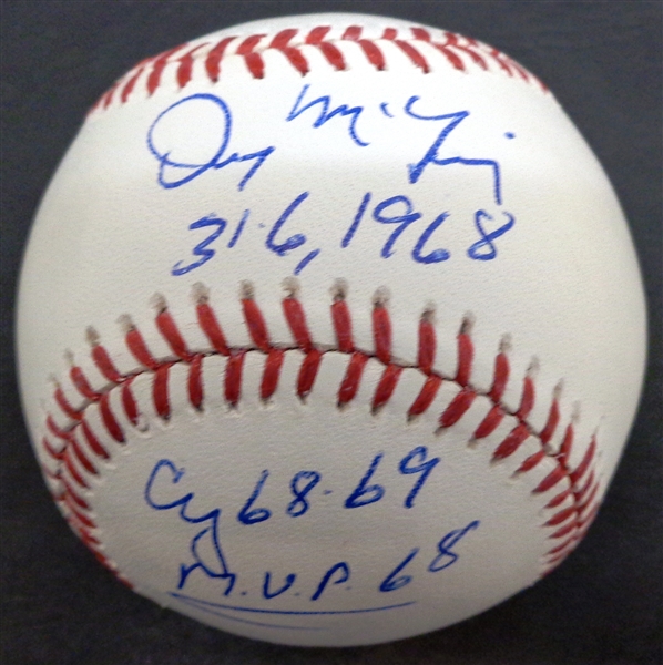 Denny McLain Autographed Baseball w/ 3 Inscriptions
