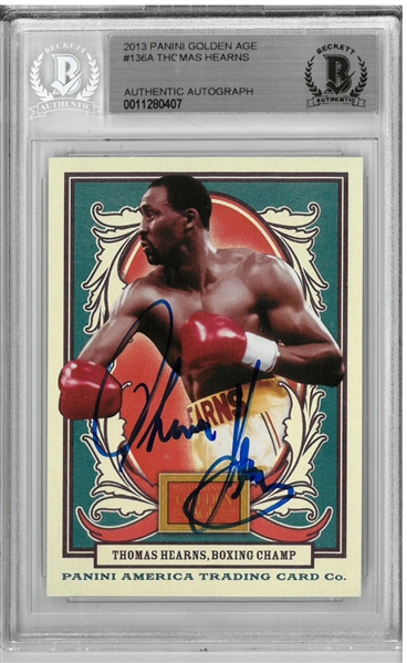 Thomas Hearns Signed 2013 Panini Golden Age Boxing Trading Card #136A - (Beckett Encapsulated)