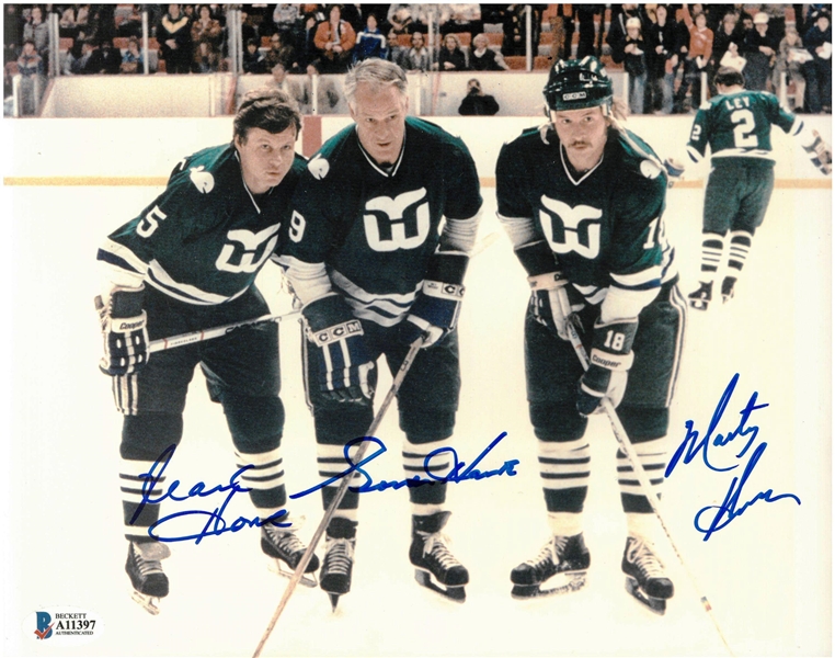Gordie, Mark & Marty Howe Autographed 8x10 Photo