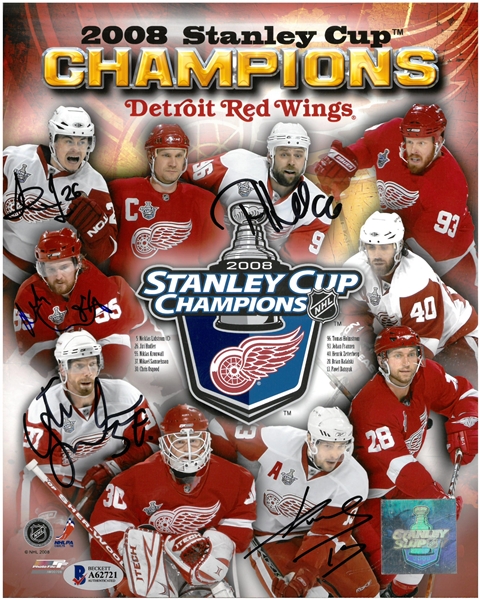 Red Wings 2008 8x10 Stanley Cup Signed by 5
