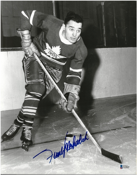 Frank Mahovlich Autographed 11x14 Photo Action B&W