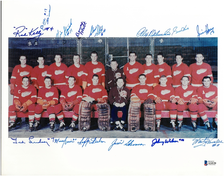 1954/55 Red Wings 11x14 Signed by 14