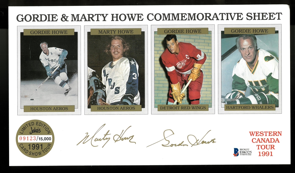 Gordie Howe & Marty Howe Autographed Card Sheet