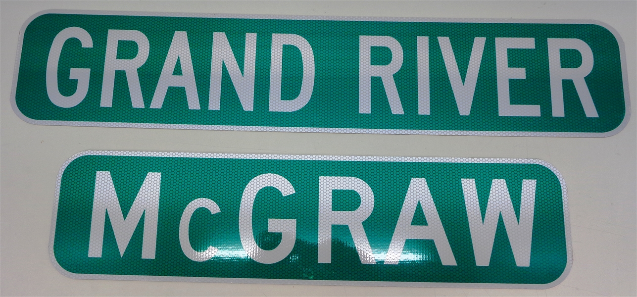 Grand River & McGraw Olympia Cross Streets Signs