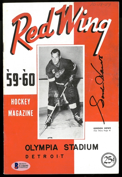Gordie Howe Autographed 1959 Red Wings Program