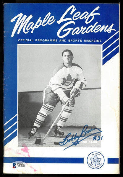 Bobby Baun Autographed Maple Leafs Program