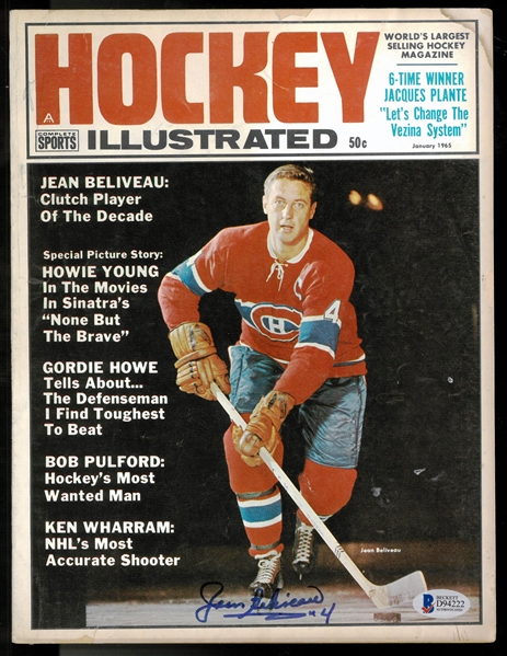 Jean Beliveau Autographed 1965 Hockey Illustrated
