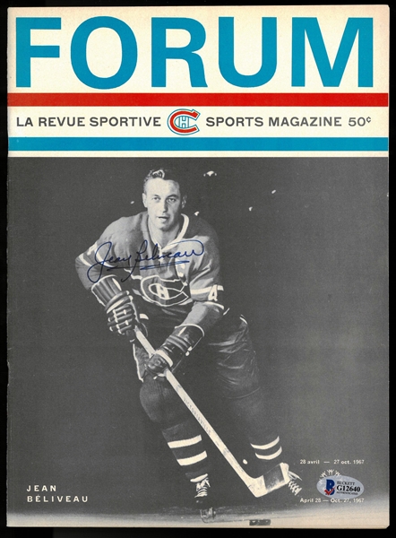 Jean Beliveau Autographed 1967 Montreal Program
