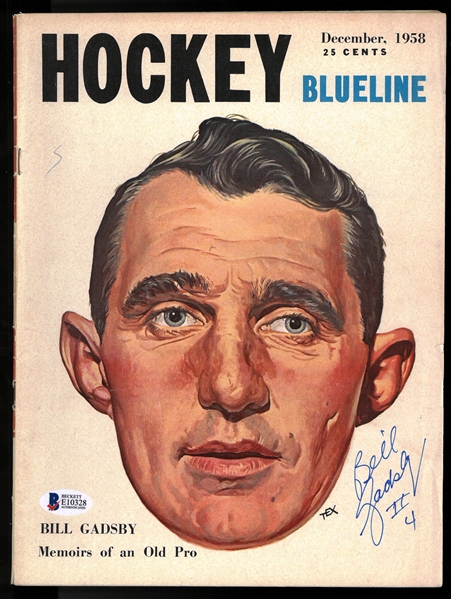 Bill Gadsby Autographed 1958 Blueline Magazine