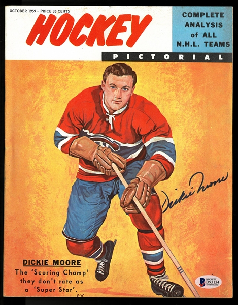 Dickie Moore Autographed 1959 Hockey Pictorial