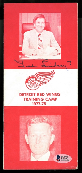 Ted Lindsay Autographed 1977 Training Camp Pamphlet