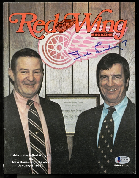 Ted Lindsay Autographed 1980 Red Wings Program