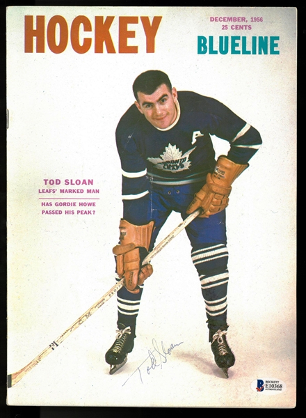 Tod Sloan Autographed 1956 Hockey Blueline