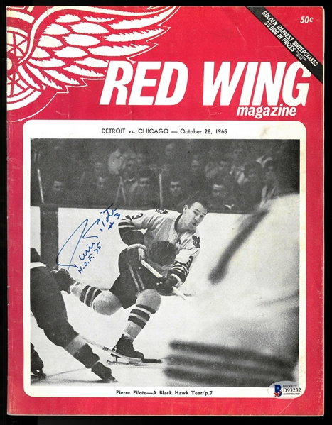 Pierre Pilote Autographed 1965 Red Wings Program