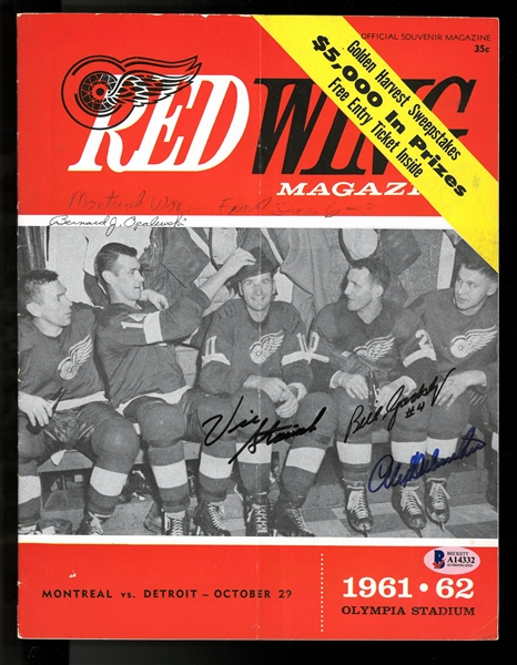 Gadsby/Delvecchio/Stasiuk Autographed Red Wings Program