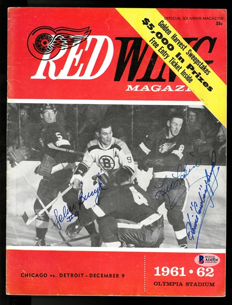 Bucyk/Labine/Young Autographed Red Wings Program