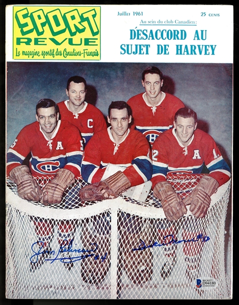Jean Beliveau & Dickie Moore Autographed 1961 Sport Revue