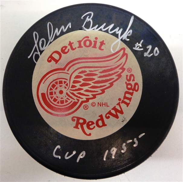 Johnny Bucyk Autographed Red Wings Puck