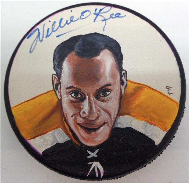 Willie ORee Autographed Hand Painted Puck