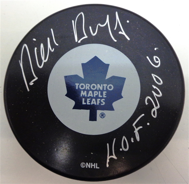 Dick Duff Autographed Maple Leafs Puck