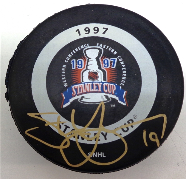 Steve Yzerman Autographed 1997 Stanley Cup Game Puck