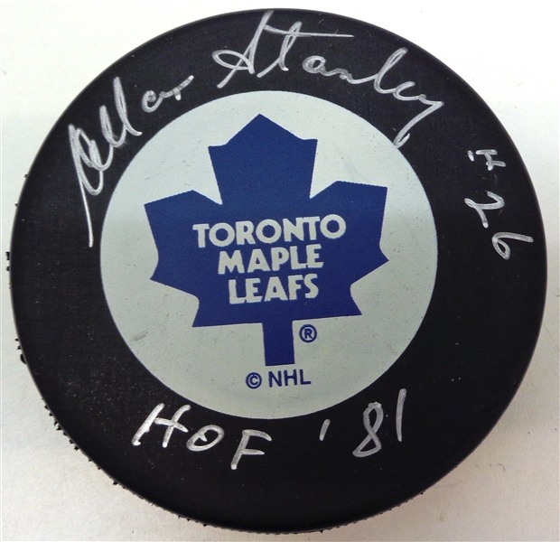 Allan Stanley Autographed Toronto Maple Leafs Puck