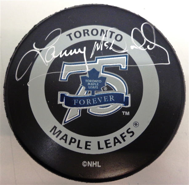 Lanny McDonald Autographed Maple Leafs 75th Puck