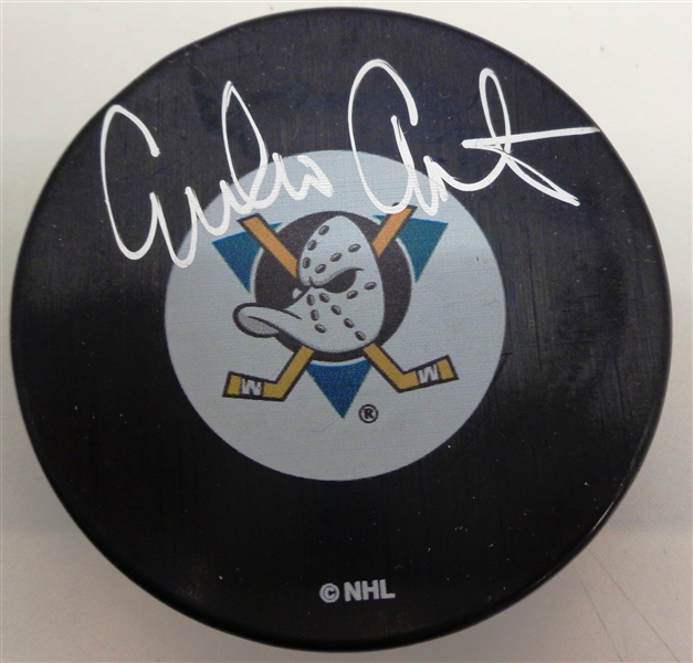 Emilio Estevez Signed Mighty Ducks Logo Hockey Puck