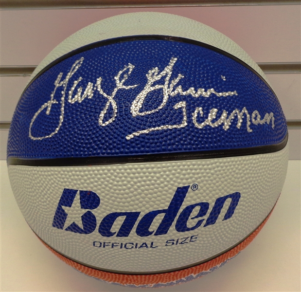 George Gervin Signed Baden Red, White & Blue Basketball w/Iceman