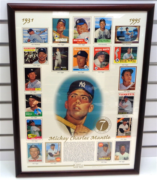 Mickey Mantle Framed 20x26 Topps Card Collage