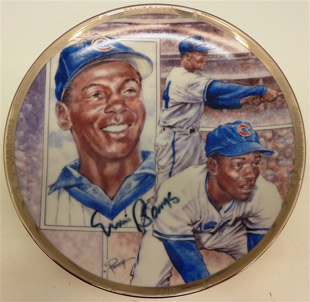 Ernie Banks Autographed 8" Plate