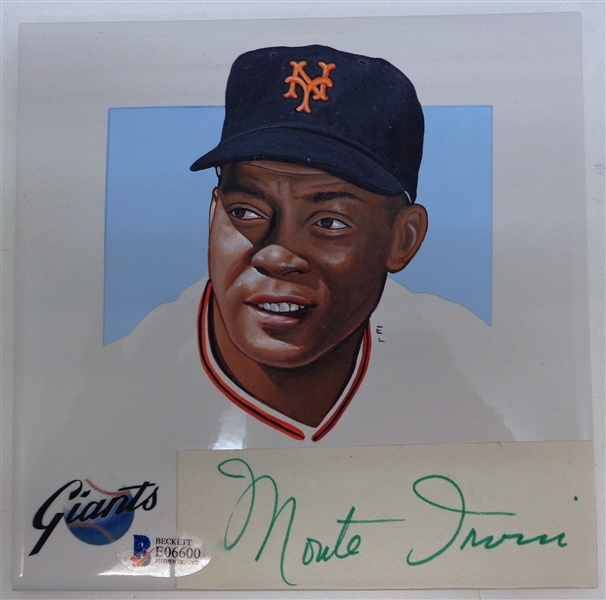 Monte Irvin Autographed Hand Painted 5" Tile