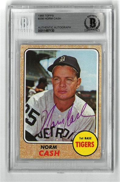 Norm Cash Autographed 1968 Topps Card