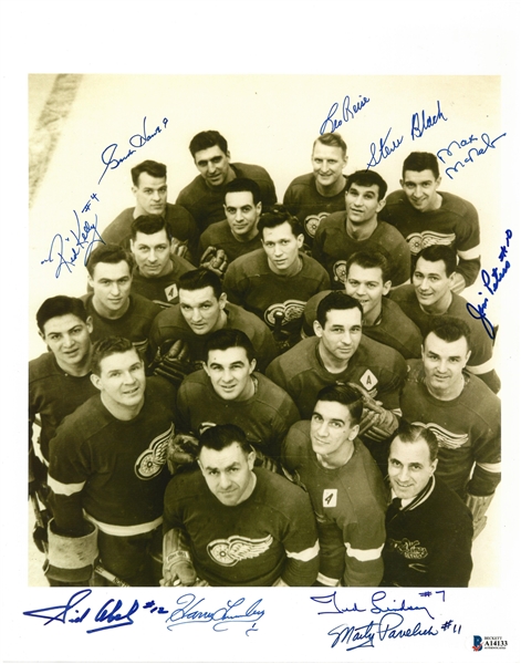 1949/50 Red Wings 11x14 Signed by 10