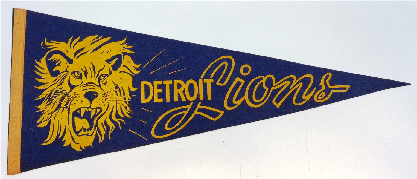 1950s Detroit Lions Pennant with Large Lion Face